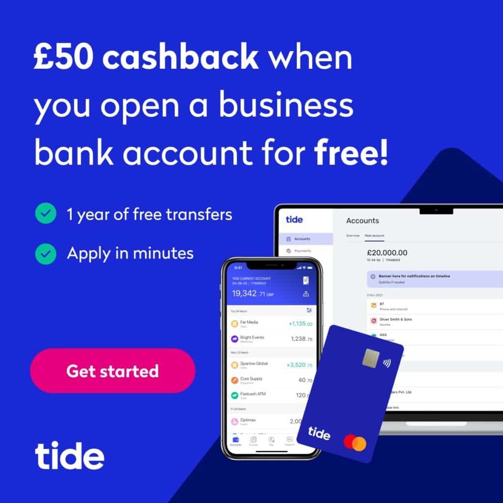 50 Cashback when you open a business account