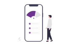 Drawing man next to mobile phone