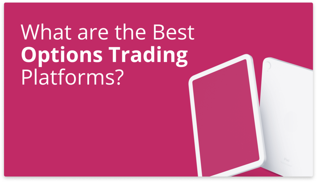 best options trading platforms illustration in red, with text