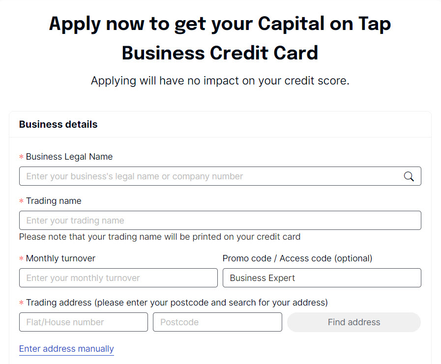 Capital on Tap Application image