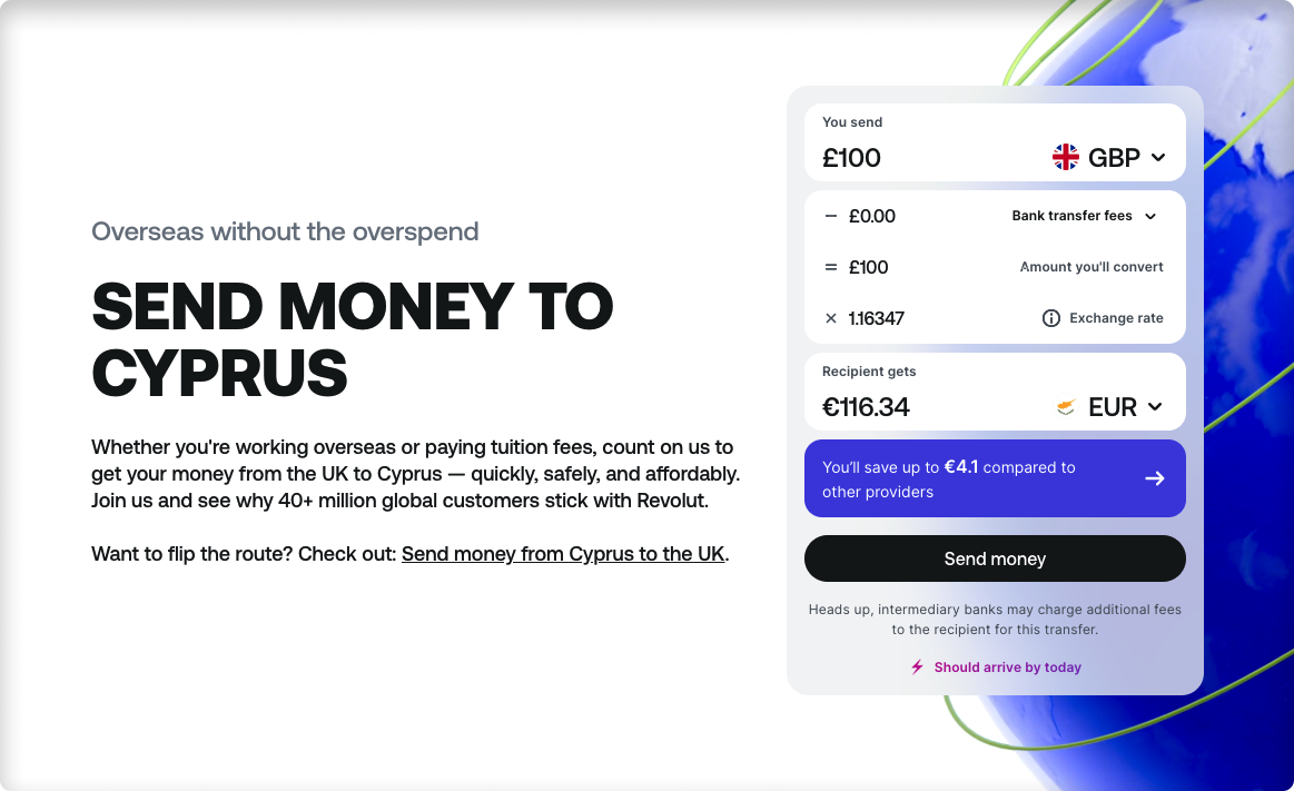 Send Money from the UK to Cyprus